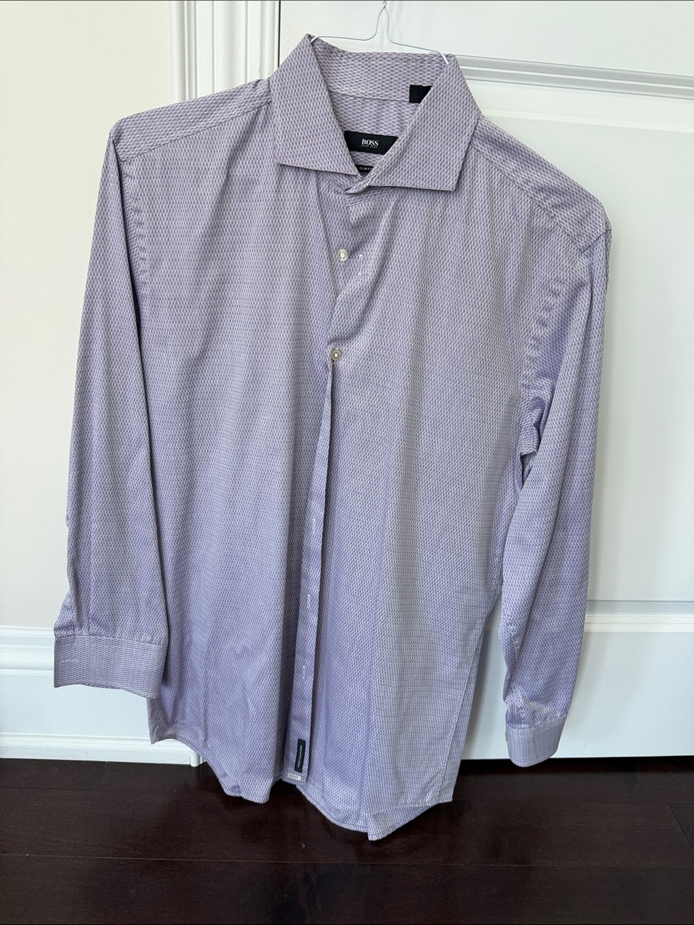 Boss Cotton Light Lavender Textured Dress Shirt